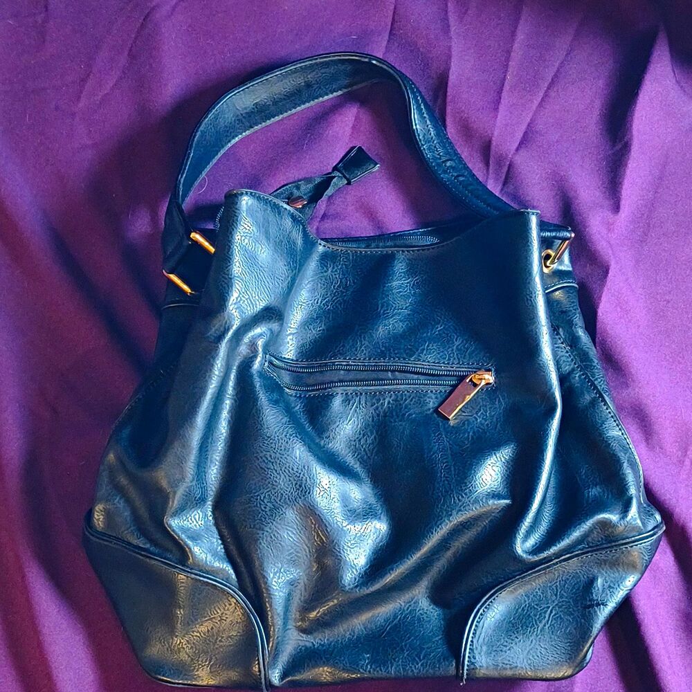 Vintage Y2K Black Leather Hobo Bag Shoulder Strap Top Handle Bag Minimalist